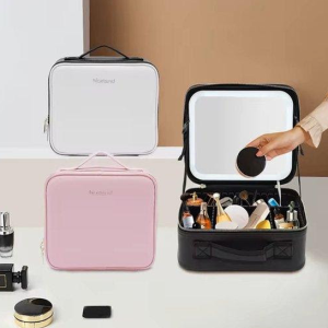 geanta oglinda cu led make up